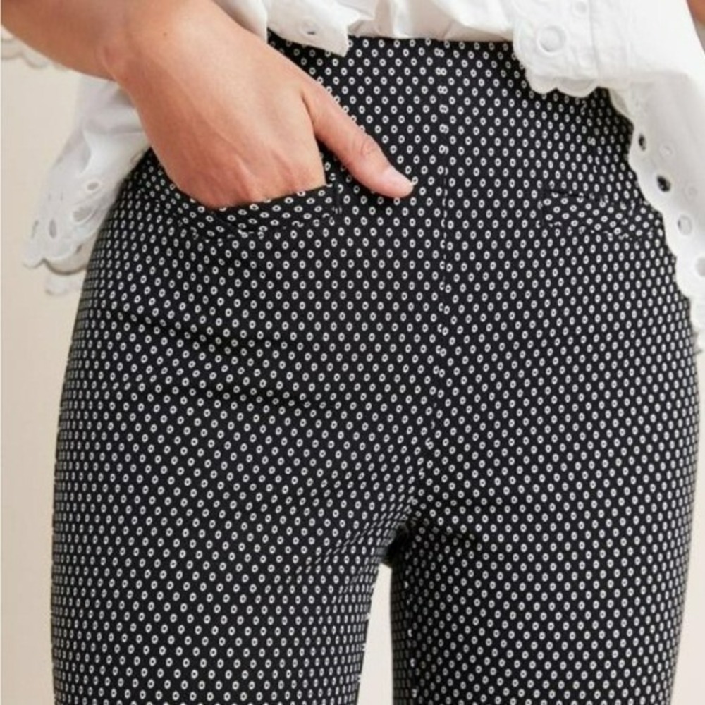 Anthropologie NEW The Essential Slim Black Dot Trouser Pants Womens SZ 14 Career - Picture 4 of 11